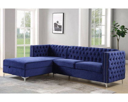 ACME Sullivan Sectional Sofa - Navy Blue Velvet