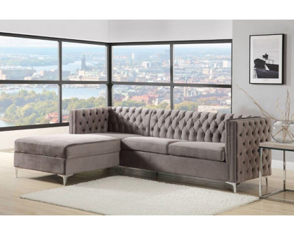 ACME Sullivan Sectional Sofa - Gray Velvet