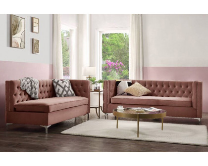 ACME Rhett Sectional Sofa - Dusty Pink Velvet