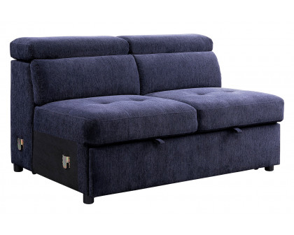 ACME - Nekoda Sectional Sofa with Storage & Ottoman in Navy Blue