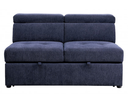 ACME - Nekoda Sectional Sofa with Storage & Ottoman in Navy Blue