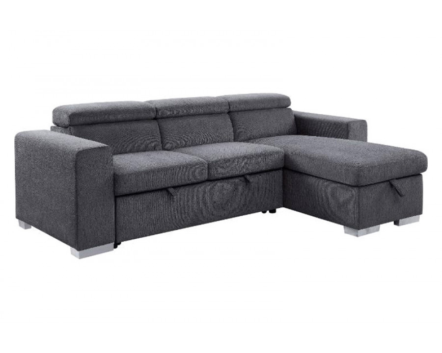 ACME - Natalie Sectional Sofa with Storage in Gray Chenille