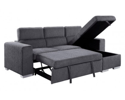 ACME - Natalie Sectional Sofa with Storage in Gray Chenille