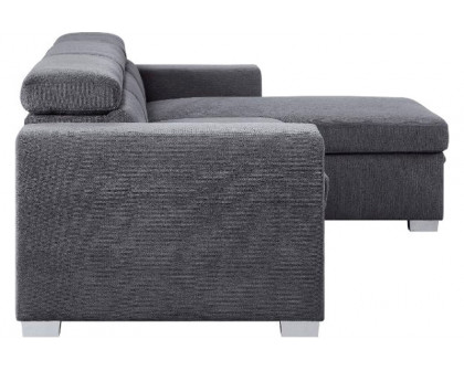 ACME - Natalie Sectional Sofa with Storage in Gray Chenille