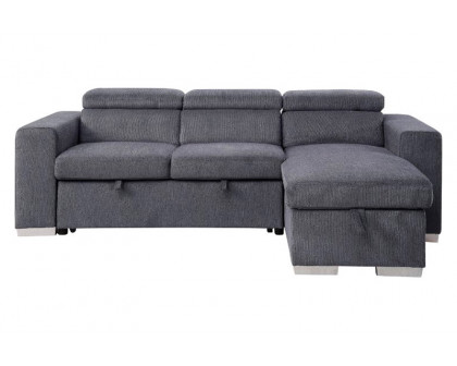 ACME - Natalie Sectional Sofa with Storage in Gray Chenille