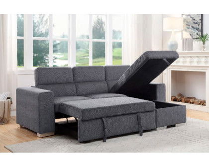 ACME - Natalie Sectional Sofa with Storage in Gray Chenille