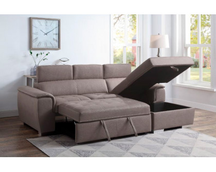 ACME - Haruko Sectional Sofa with Storage in Light Brown