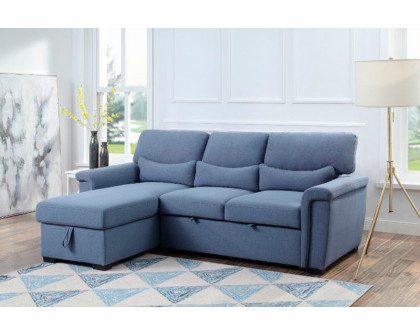 ACME - Haruko Reversible Sectional Sofa with Sleeper & Storage in Blue