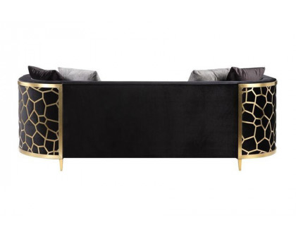 ACME - Fergal Sofa with 4 Pillows in Black/Gold