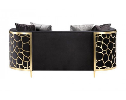 ACME - Fergal Loveseat with 4 Pillows in Black/Gold