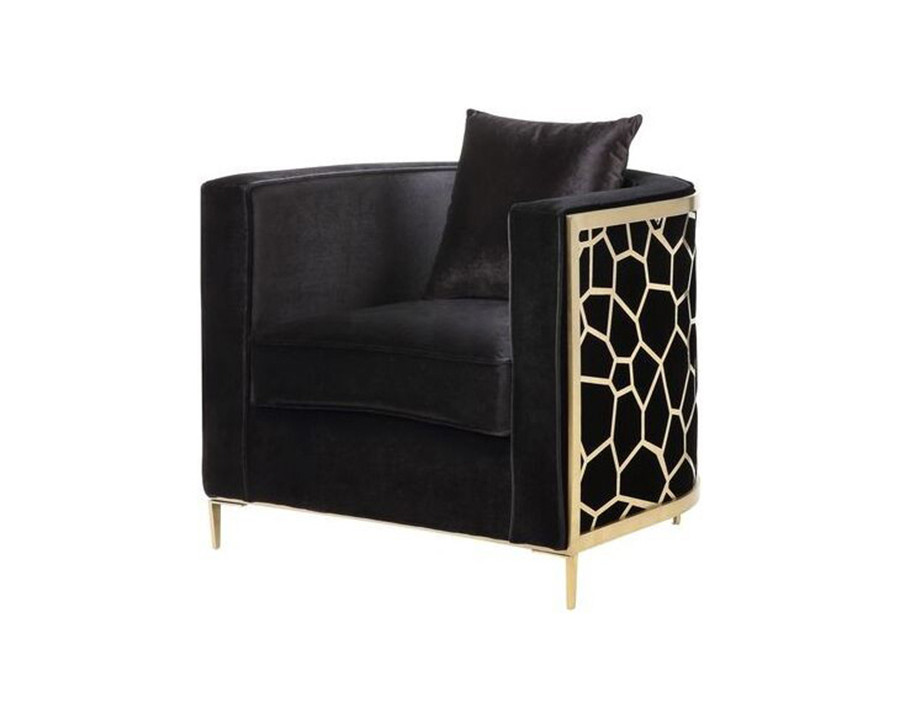 ACME - Fergal Chair with Pillow in Black/Gold