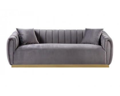 ACME - Elchanon Sofa with 2 Pillows in Gray/Gold