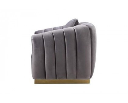 ACME - Elchanon Sofa with 2 Pillows in Gray/Gold