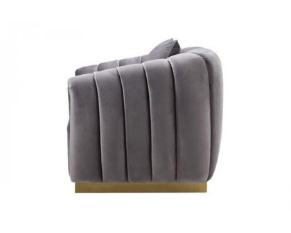 ACME - Elchanon Loveseat with 2 Pillows in Gray/Gold