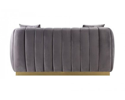 ACME - Elchanon Loveseat with 2 Pillows in Gray/Gold