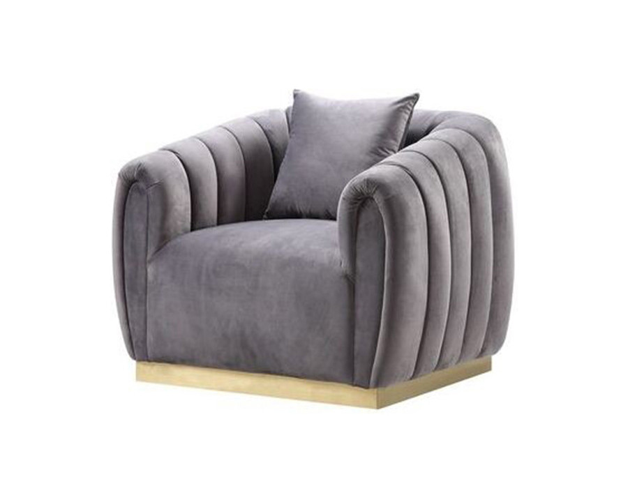 ACME - Elchanon Chair with Pillow in Gray/Gold