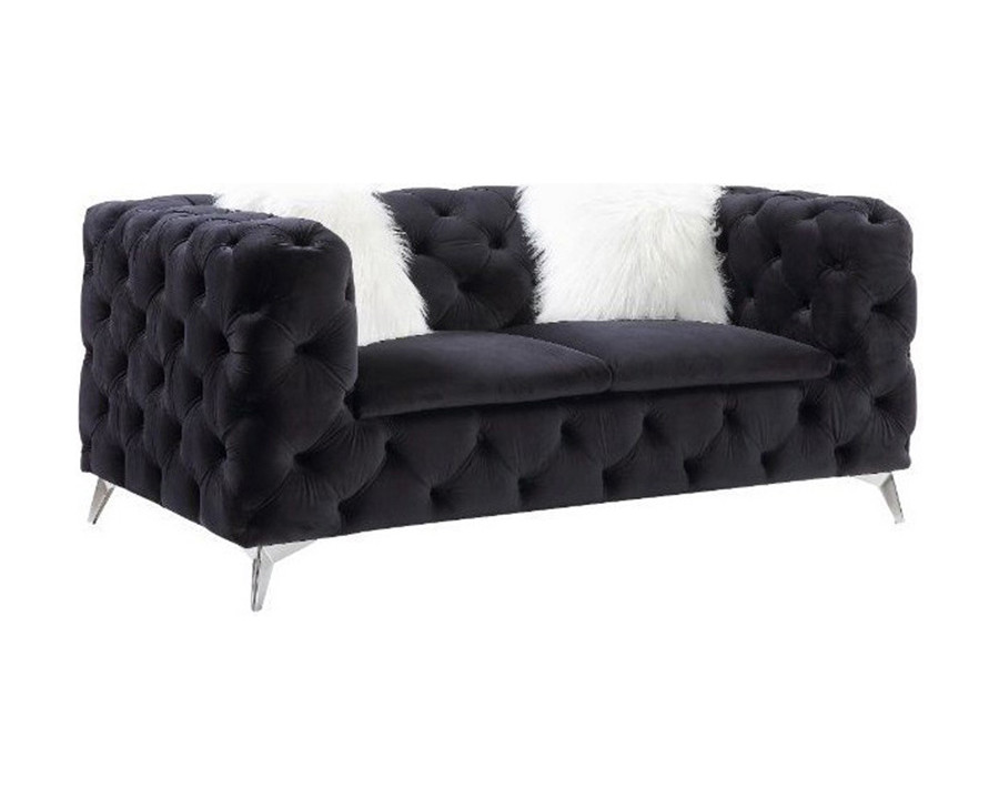 ACME - Phifina Loveseat with 2 Pillows in Black