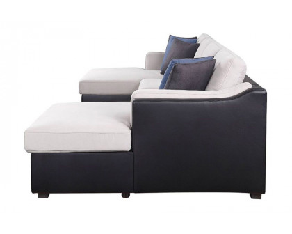 ACME - Merill Sectional Sofa with Sleeper & 6 Pillows in Beige/Black