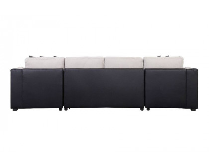 ACME - Merill Sectional Sofa with Sleeper & 6 Pillows in Beige/Black