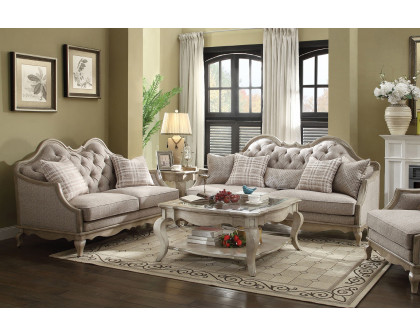 ACME - Chelmsford Sofa with 5 Pillows in Beige/Antique Taupe