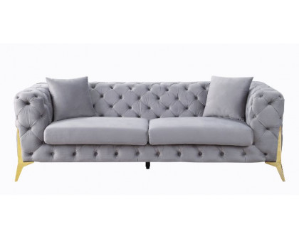 ACME - Jelanea Sofa with 2 Pillows (Same As Lv01406) in Gray Velvet/Gold