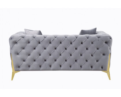 ACME - Jelanea Loveseat with 2 Pillows (Same As Lv01407) in Gray Velvet/Gold