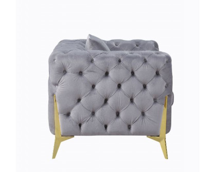 ACME™ Jelanea Chair with Pillow (Same As Lv01408) - Gray Velvet/Gold