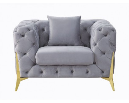 ACME™ Jelanea Chair with Pillow (Same As Lv01408) - Gray Velvet/Gold