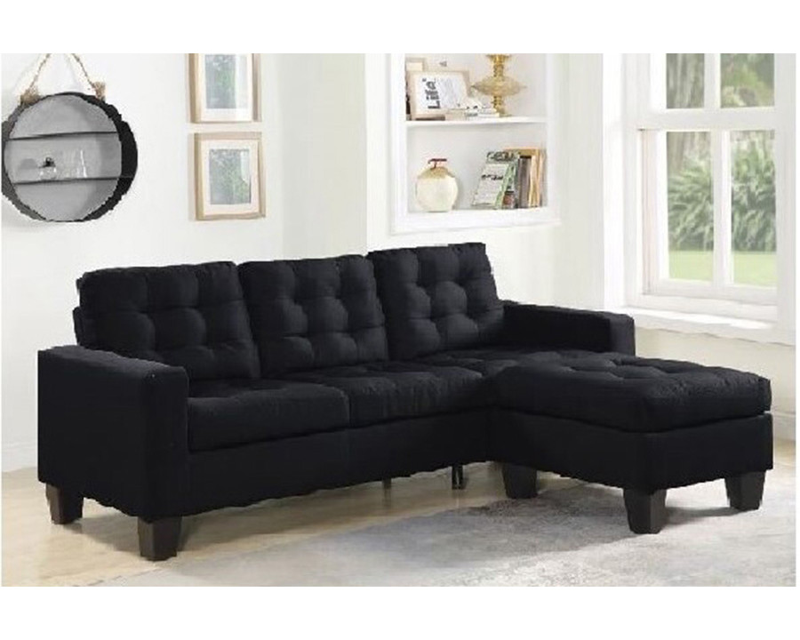 ACME Earsom Sofa and Ottoman - Black Linen