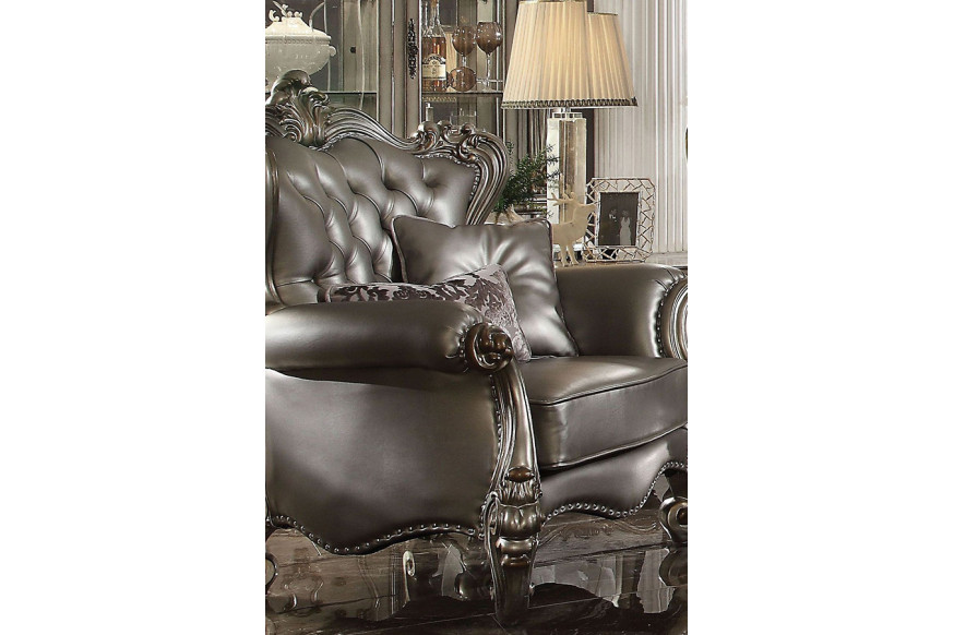 ACME™ Versailles Chair - Brown and Antique Platinum Silver