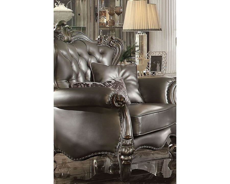 ACME Versailles Chair - Brown and Antique Platinum Silver