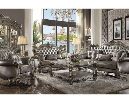 ACME™ Versailles Chair - Brown and Antique Platinum Silver