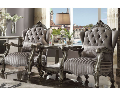 ACME™ Versailles Chair with Pillow - Velvet/Antique Platinum