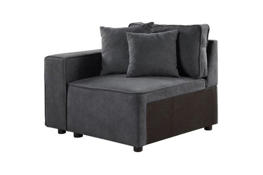 ACME™ Silvester Modular Left Facing Chair with 2 Pillows - Gray Fabric