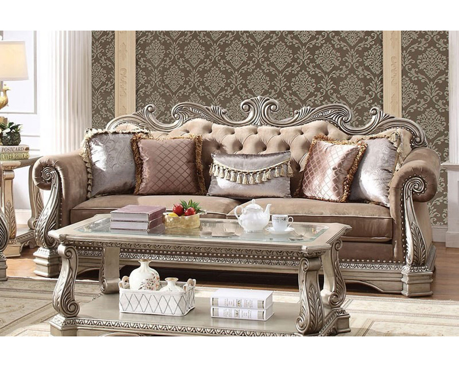 ACME - Northville Sofa with 5 Pillows in Velvet/Antique Silver