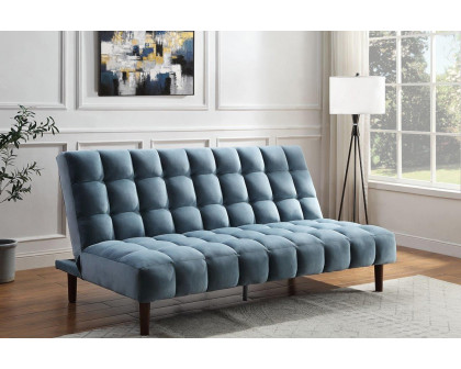 ACME Yolandi Adjustable Sofa - Teal Velvet and Dark Walnut Finish