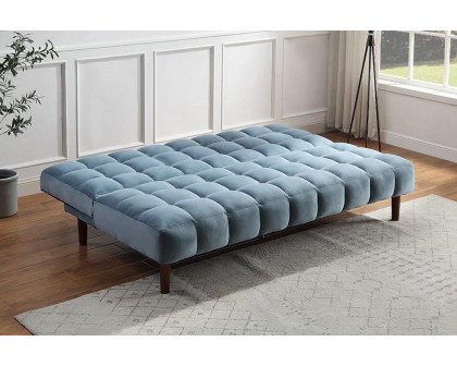 ACME Yolandi Adjustable Sofa - Teal Velvet and Dark Walnut Finish