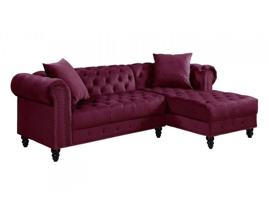 ACME Adnelis Sectional Sofa with 2 Pillows - Red Velvet