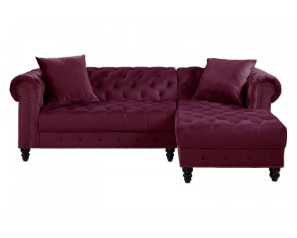 ACME Adnelis Sectional Sofa with 2 Pillows - Red Velvet