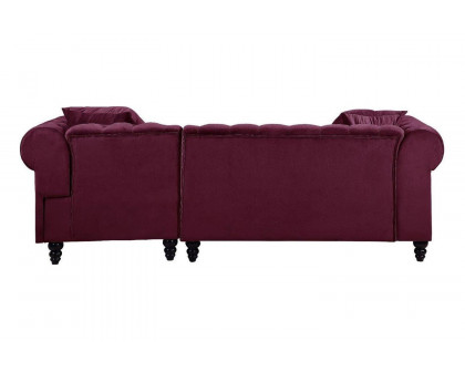 ACME Adnelis Sectional Sofa with 2 Pillows - Red Velvet