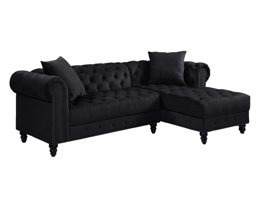 ACME Adnelis Sectional Sofa with 2 Pillows - Black Velvet