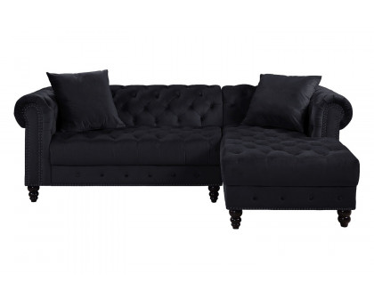 ACME Adnelis Sectional Sofa with 2 Pillows - Black Velvet