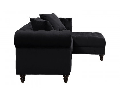 ACME Adnelis Sectional Sofa with 2 Pillows - Black Velvet