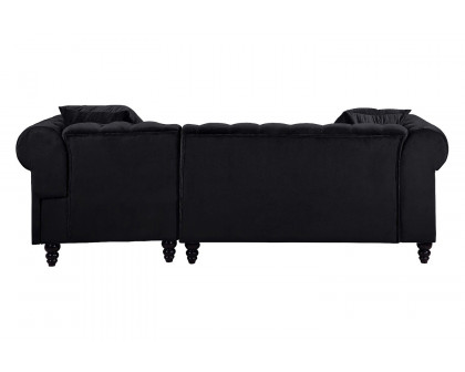 ACME Adnelis Sectional Sofa with 2 Pillows - Black Velvet