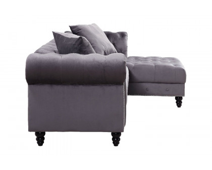 ACME Adnelis Sectional Sofa with 2 Pillows - Gray Velvet