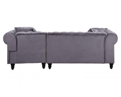 ACME Adnelis Sectional Sofa with 2 Pillows - Gray Velvet