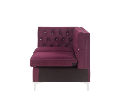 ACME Jaszira Modular Armless Loveseat with 2 Pillows - Burgundy Velvet