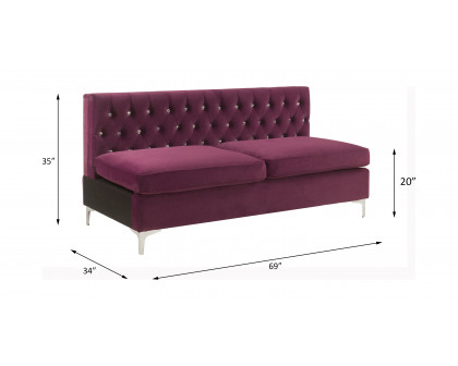 ACME Jaszira Modular Armless Sofa - Burgundy Velvet