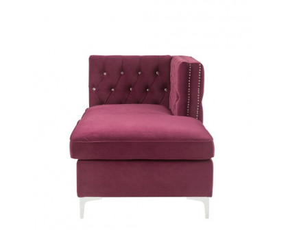 ACME™ Jaszira Modular Chaise - Burgundy Velvet