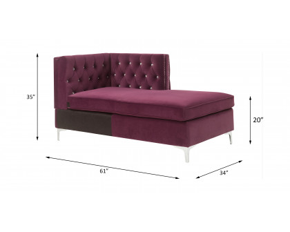 ACME™ Jaszira Modular Chaise - Burgundy Velvet